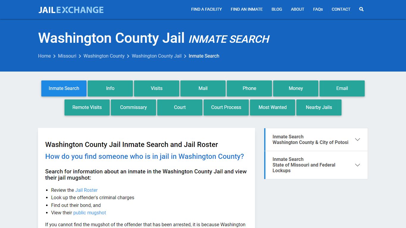 Inmate Search: Roster & Mugshots - Washington County Jail, MO